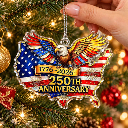 USA 250 Years of Freedom Patriotic Eagle Christmas Ornament
