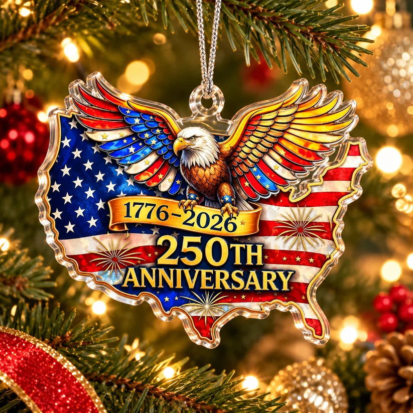 USA 250 Years of Freedom Patriotic Eagle Christmas Ornament