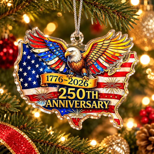 USA 250 Years of Freedom Patriotic Eagle Christmas Ornament