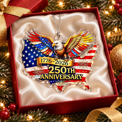 USA 250 Years of Freedom Patriotic Eagle Christmas Ornament