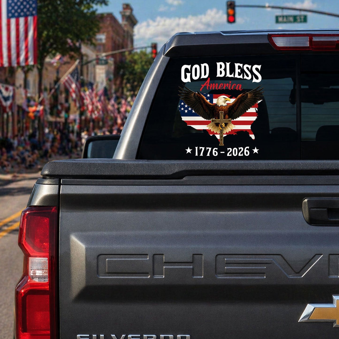 🔥 LIMITED TIME OFFER - God Bless America 250th Anniversary Christian Eagle UV DTF 3D Decal