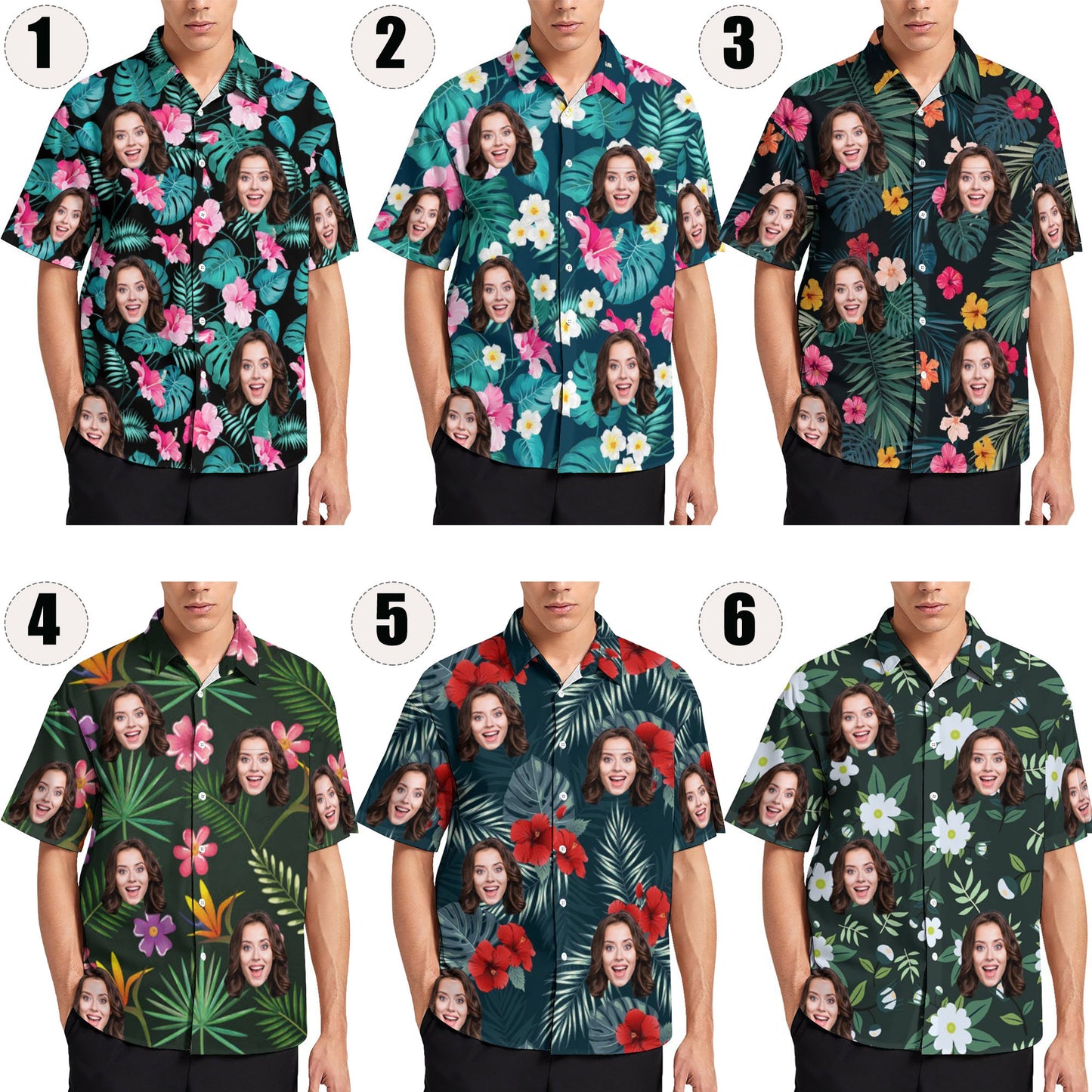 Custom Face Hawaiian Shirt, Personalized Hawaiian Shirt, Tropical Family Vacation Outfit Gift
