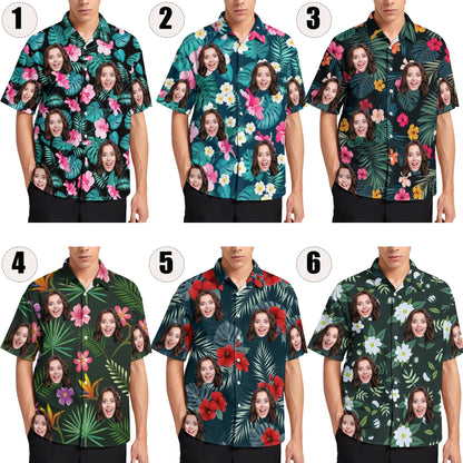 Custom Face Hawaiian Shirt, Personalized Hawaiian Shirt, Tropical Family Vacation Outfit Gift