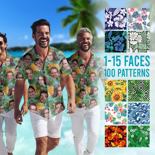 Personalized Hawaiian Shirt, Custom Face Tropical Shirt, Matching Family Beach Holiday Gift