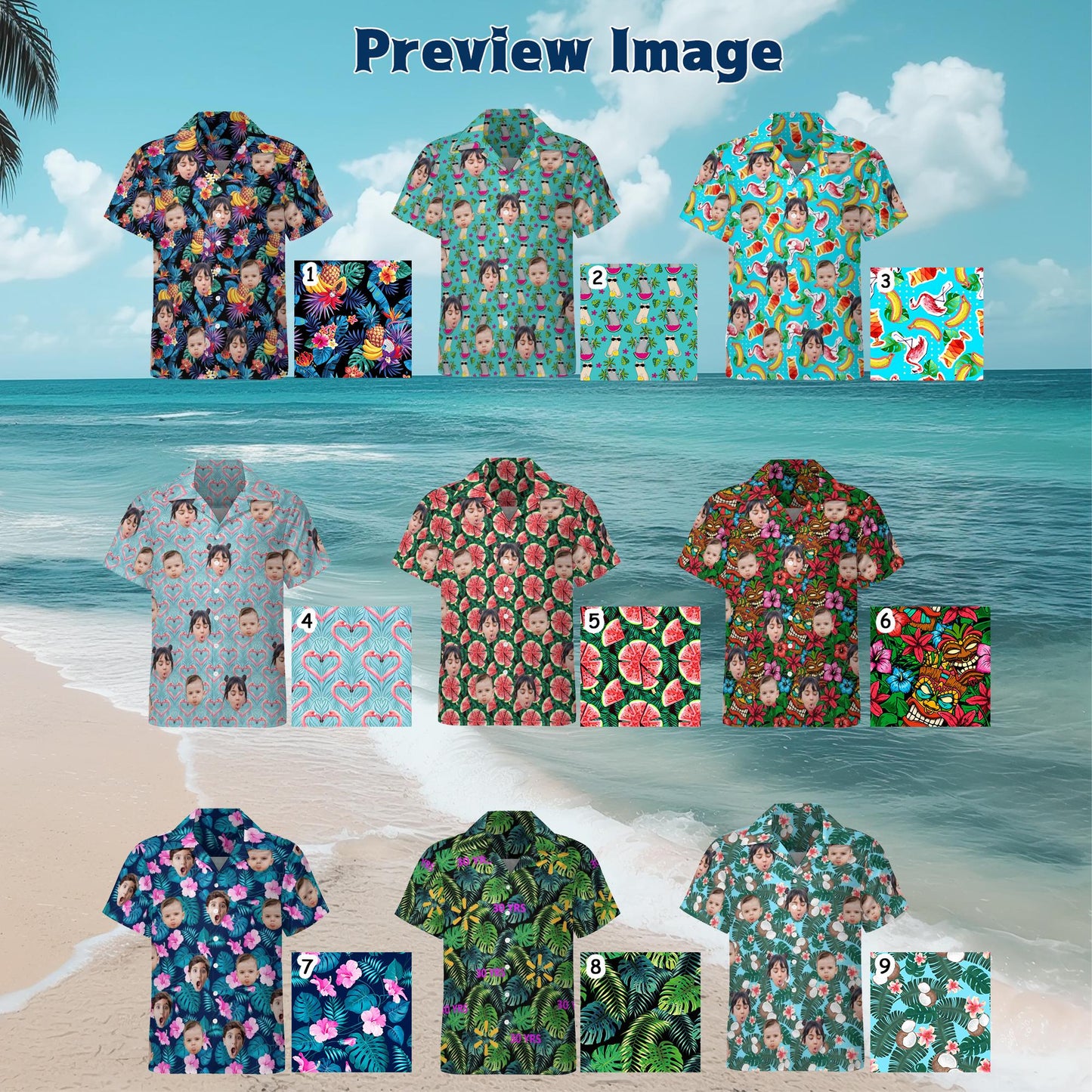 Custom Face Hawaiian Shirt, Personalized Pet & Family Photo Shirt, Tropical Vacation Apparel