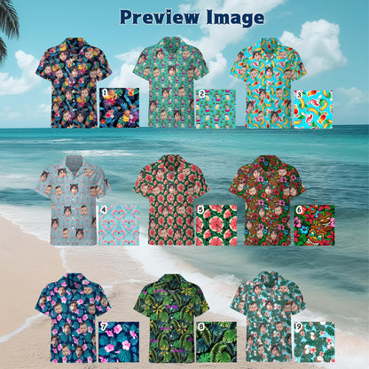Custom Face Hawaiian Shirt, Personalized Pet & Family Photo Shirt, Tropical Vacation Apparel