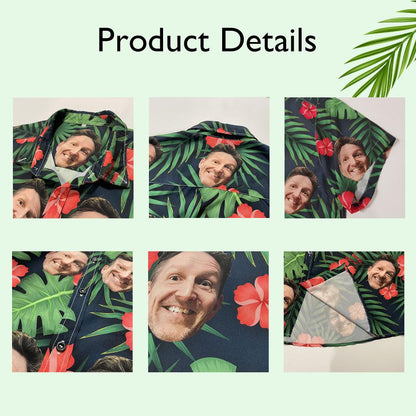 Custom Face Hawaiian Shirt, Personalized Vacation Shirt with Family Photos, Tropical Aloha Gift