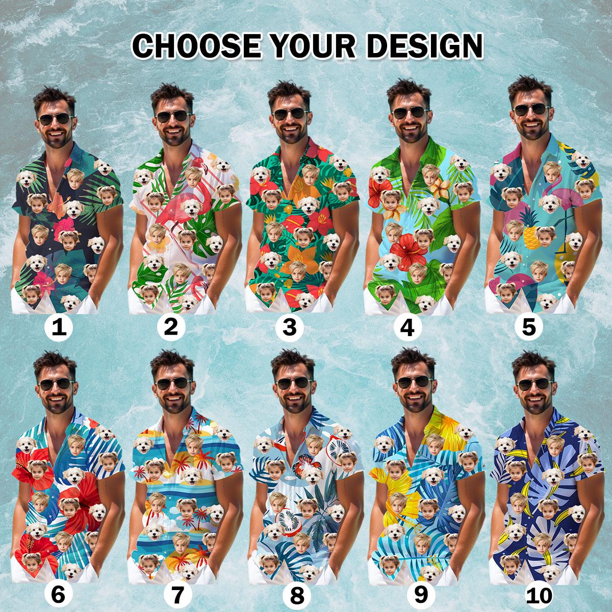Custom Face Hawaiian Shirt, Personalized Vacation Shirt with Family Photos, Tropical Aloha Gift