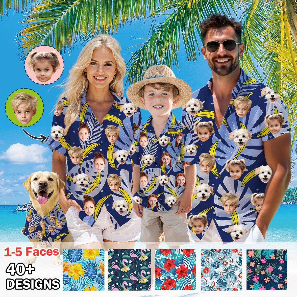 Custom Face Hawaiian Shirt, Personalized Vacation Shirt with Family Photos, Tropical Aloha Gift