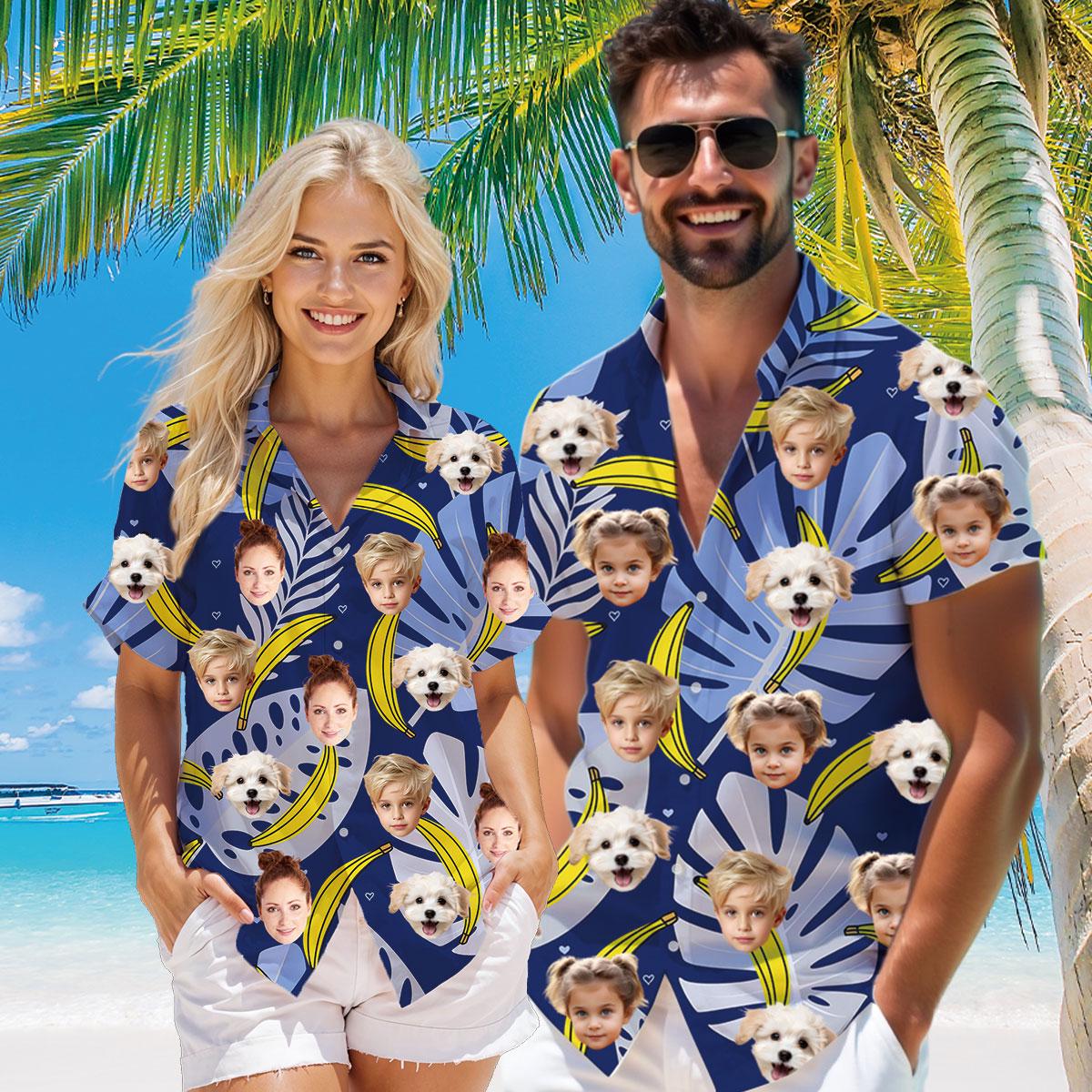 Custom Face Hawaiian Shirt, Personalized Vacation Shirt with Family Photos, Tropical Aloha Gift