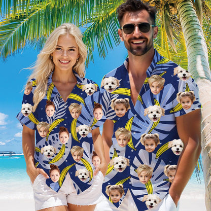 Custom Face Hawaiian Shirt, Personalized Vacation Shirt with Family Photos, Tropical Aloha Gift