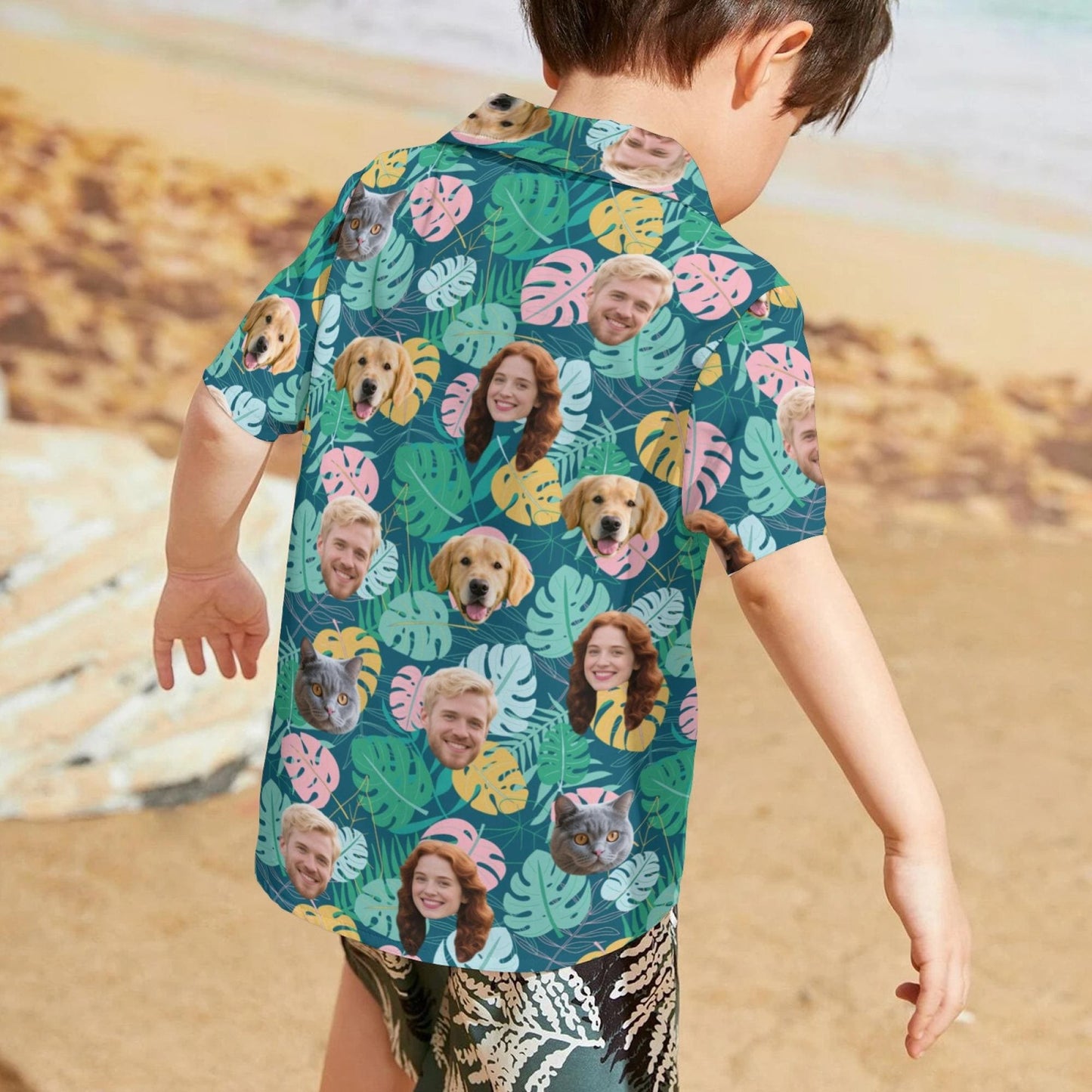 Personalized Face Hawaiian Shirt, Custom Photo Aloha Shirt, Summer Family Matching Outfit