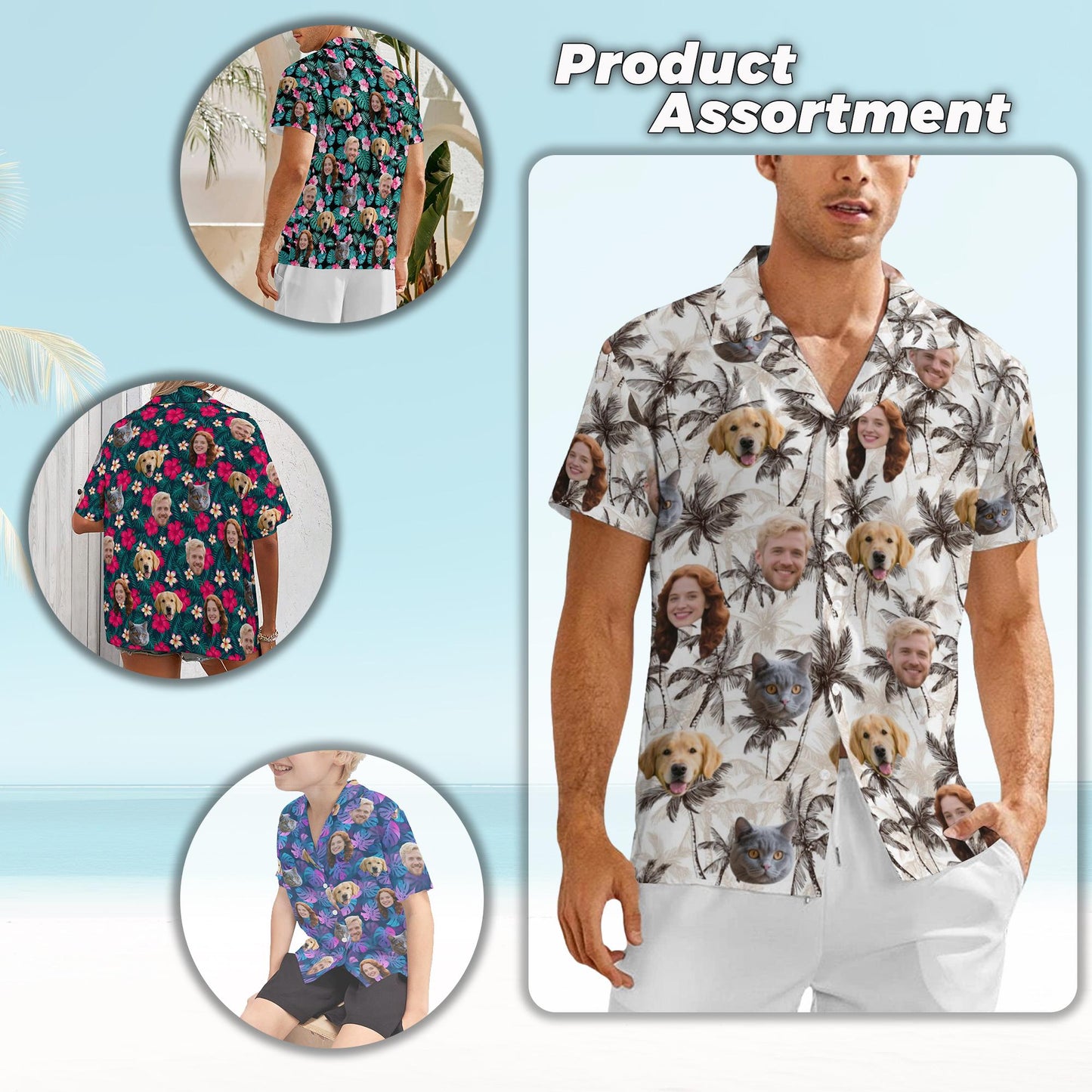 Personalized Face Hawaiian Shirt, Custom Photo Aloha Shirt, Summer Family Matching Outfit