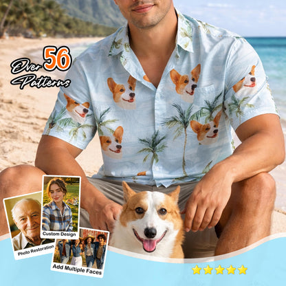 Personalized Photo Hawaiian Shirt, Custom Face Aloha Shirt, Matching Family Beach Vacation