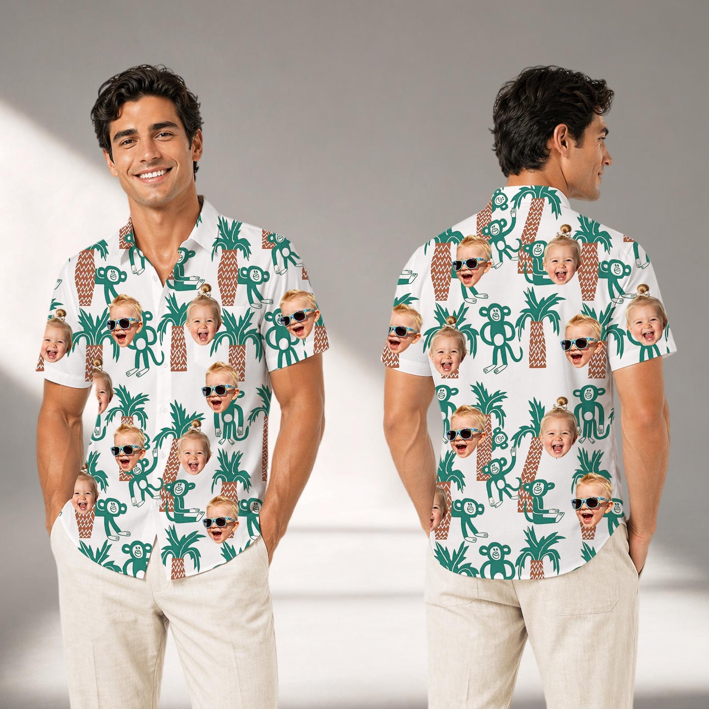 Personalized Photo Hawaiian Shirt, Custom Face Aloha Shirt, Matching Family Beach Vacation