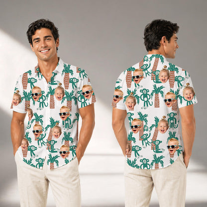 Personalized Photo Hawaiian Shirt, Custom Face Aloha Shirt, Matching Family Beach Vacation