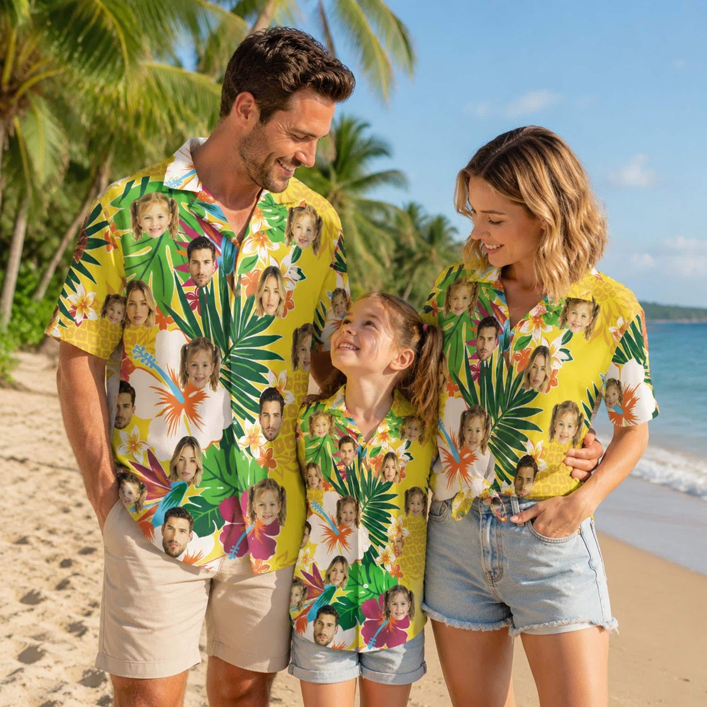 Custom Hawaiian Shirt with Face, Personalized Family Photo Shirt, Funny Tropical Beach Gift
