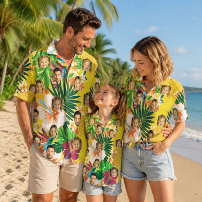 Custom Hawaiian Shirt with Face, Personalized Family Photo Shirt, Funny Tropical Beach Gift