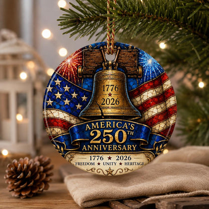 America 250th Anniversary Ornament, Liberty Bell Patriotic Flag Decor
