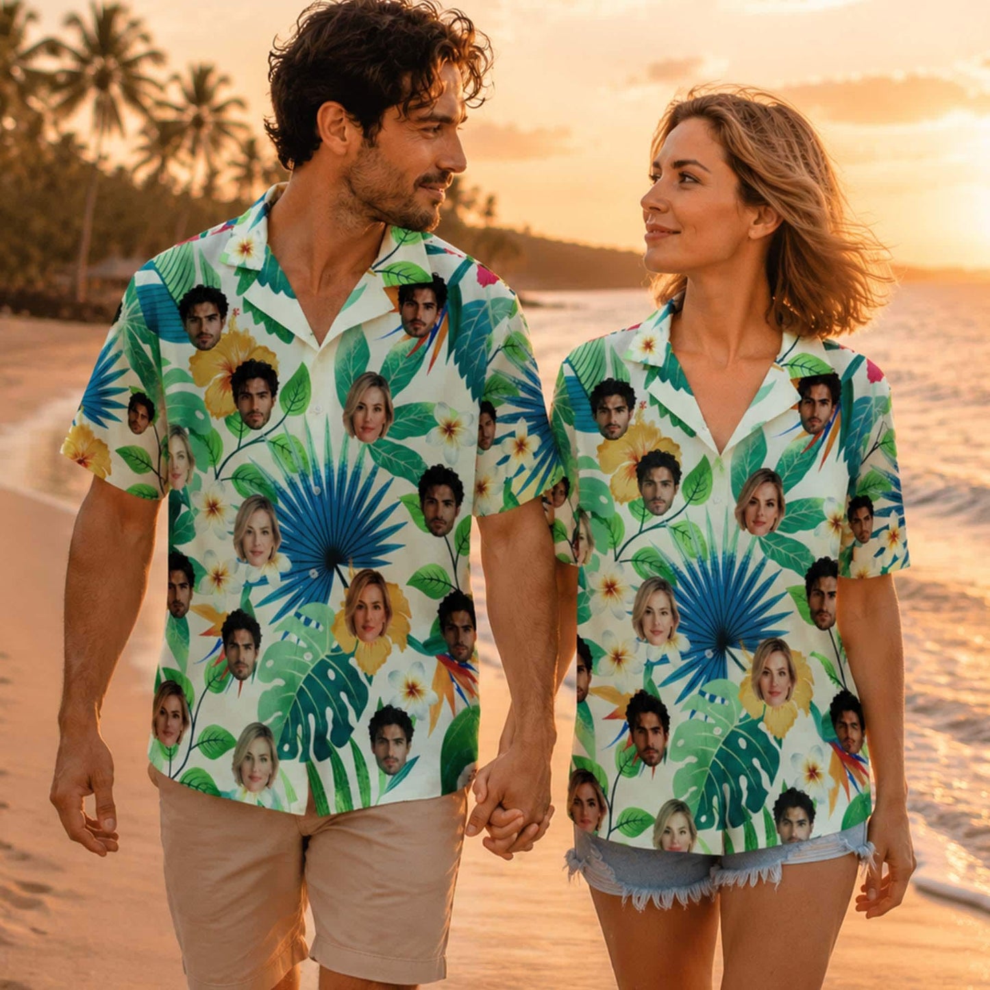 Custom Hawaiian Shirt with Face, Personalized Family Photo Shirt, Funny Tropical Beach Gift
