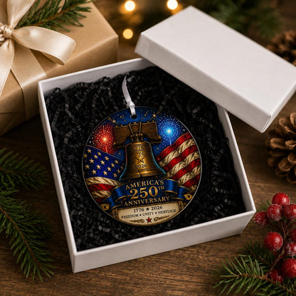 America 250th Anniversary Ornament, Liberty Bell Patriotic Flag Decor