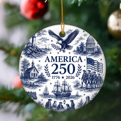 America 250th Anniversary Ornament, Liberty Bell Patriotic Flag Decor
