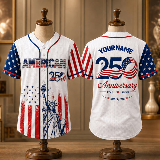 Personalized American 250th Anniversary Baseball Jersey Custom Name