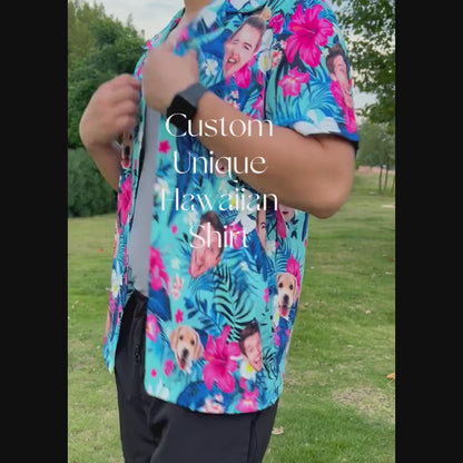 Custom Face Hawaiian Shirt, Personalized Photo Aloha Shirt, Unisex Beach Vacation Gift