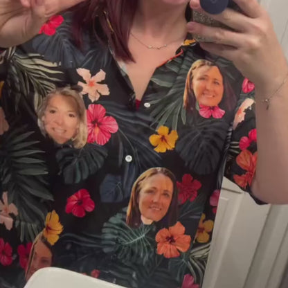 Custom Face Hawaiian Shirt, Personalized Photo Aloha Shirt, Family Matching Beach Vacation Gift