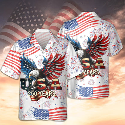 Patriotic Bald Eagle USA 250 Years Hawaiian Shirt