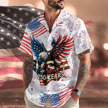 Patriotic Bald Eagle USA 250 Years Hawaiian Shirt