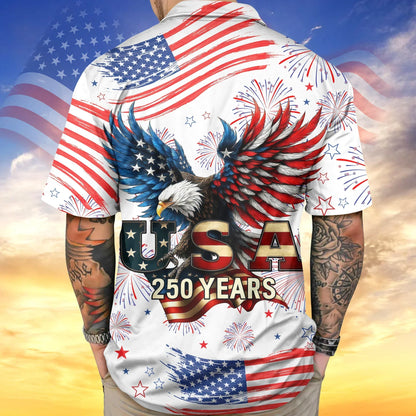 Patriotic Bald Eagle USA 250 Years Hawaiian Shirt
